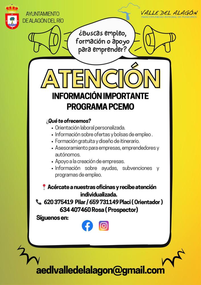 Imagen PROGRAMA PCEMO GRATUITO EN EL Ayuntamiento De Alagón del Río